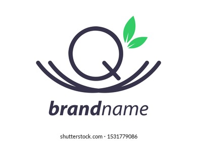 Simple and Minimalist logo design Initial Q in nest.