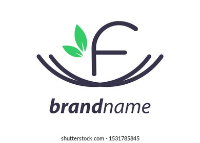 Simple and Minimalist logo design Initial F in nest.