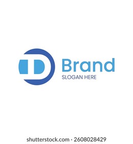 simple and minimalist logo design, a logo with letter d and circle for business