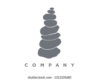 Simple and minimalist logo design Rock balancing with Monochrome  color.