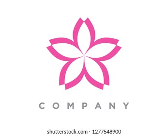Simple and Minimalist logo design sakura flower.