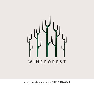 It is a simple minimalist logo design for wine forest