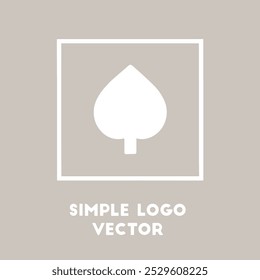 Un logotipo sencillo y minimalista con una hoja blanca dentro de un marco cuadrado blanco sobre un fondo gris.