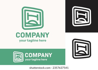 Simple minimalist logo of H and car dashboard symbol for business and company