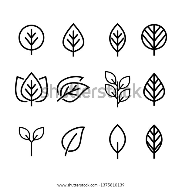 Simple Minimalist Logo Symbols Leaves Line Stock Vector (Royalty Free ...