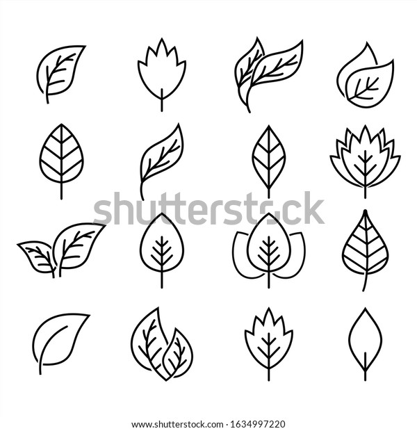 Simple Minimalist Logo Symbols Leaves Line Stock Vector (Royalty Free ...