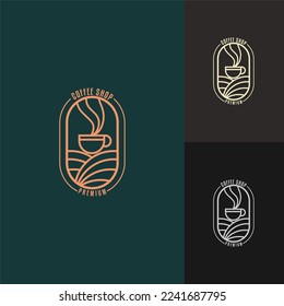 Simple minimalist logo template for coffee shops. with line art, clean luxury vintage
