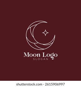 Simple Minimalist lunar and moon Logo Design Vector