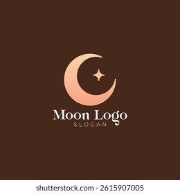 Simple Minimalist lunar and moon Logo Design Vector