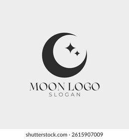 Simple Minimalist lunar and moon Logo Design Vector