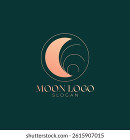 Simple Minimalist lunar and moon Logo Design Vector