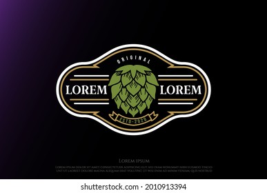 Simple Minimalist Luxury Hop for Craft Beer Brewing Brewery Emblem Logo Design Vector