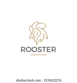 Simple minimalist and luxury rooster head logo