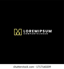 Logotipo M simple y minimalista en el concepto de diseño de forma de contorno amarillo moderno