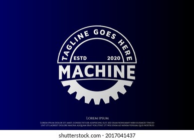 Simple Minimalist Machine Engine Gear Cog Drive Badge Label Seal Sticker Logo Design Vector