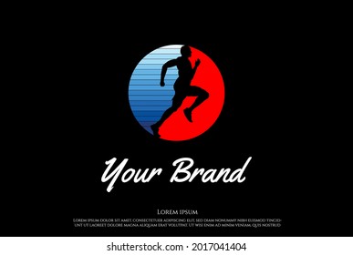 Huella humana simple y minimalista para vectores de diseño de logotipo deportivo deportivo deportivo deportivo deportivo deportivo