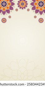 Simple Minimalist Mandala Vertical Background Design featuring Vibrant Cultural Symmetry And Warm Toned Aesthetics 