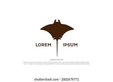 Simple Minimalist Manta Ray Or Sting Ray Silhouette Logo Design Vector