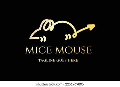 Simple Minimalist Mice Mouse Rat Line Monogram Logo Design