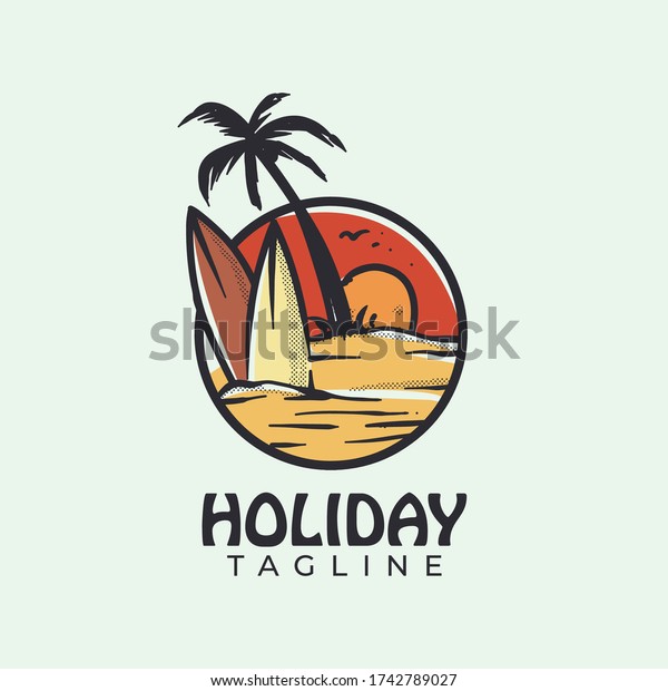 Simple minimalist minibus van holiday logo design\
template vector