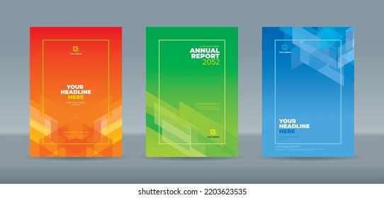 Simple minimalist modern abstract random transparent glass on red, green, blue background. A4 cover template for annual report, magazine, booklet, proposal, portfolio