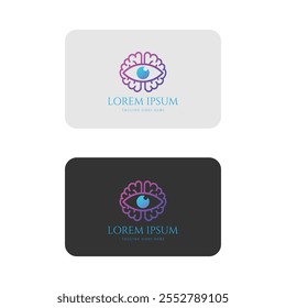 Simple Minimalist Modern Brain Eye Vision Logo Design Vector