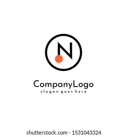 simple minimalist modern circle shape N logo letter creative design concept