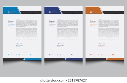 Simple minimalist modern corporate business style letterhead template design. Elegant clean company creative professional letterhead design template with standard sizes.