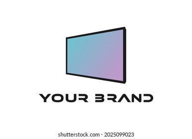 Simple Minimalist Modern Flat Smart LED LCD TV Television Monitor Logo Design Vector