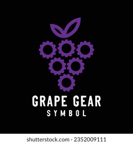 Simple Minimalist Modern Fruit Grape Gear Icon Symbol Illustration Vector