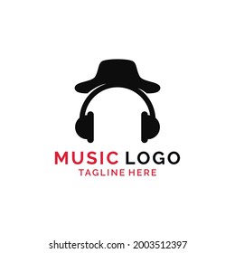 Simple minimalist modern music hat logo design