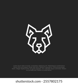 Simple minimalist modern outline line art, Black and white dog head illustration