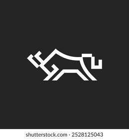 simple minimalist modern silhouette black and white bull logo vector