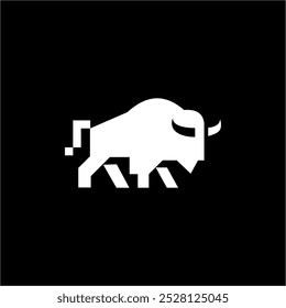 simple minimalist modern silhouette black and white bull logo vector