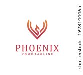 Simple Minimalist Mono Line Art Phoenix logo design vector