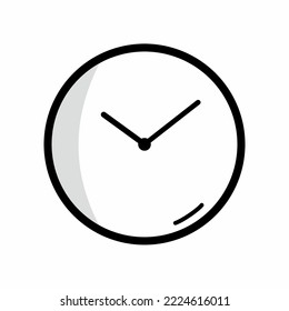 Simple and minimalist monochrome clock icon illustration for design.