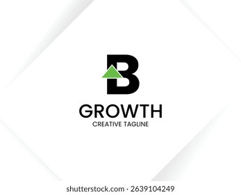 Simple and minimalist monogram letter B growth logo. Initial B with arrow up for invest and finance logo