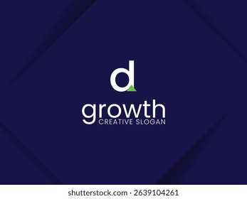 Simple and minimalist monogram letter D lowercase growth logo. Initial D with arrow up for invest and finance logo