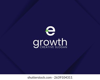 Simple and minimalist monogram letter E lowercase growth logo. Initial E with arrow up for invest and finance logo