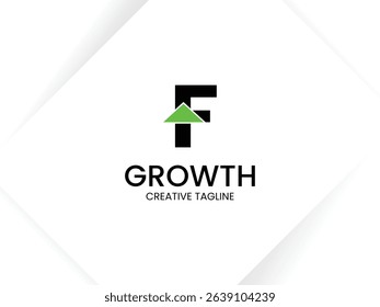 Simple and minimalist monogram letter F growth logo. Initial F with arrow up for invest and finance logo