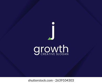 Simple and minimalist monogram letter J lowercase growth logo. Initial J with arrow up for invest and finance logo