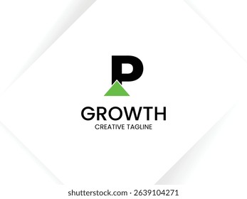 Simple and minimalist monogram letter P growth logo. Initial P with arrow up for invest and finance logo