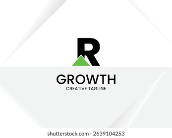 Simple and minimalist monogram letter R growth logo. Initial R with arrow up for invest and finance logo