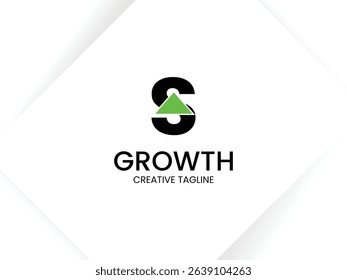Simple and minimalist monogram letter S growth logo. Initial S with arrow up for invest and finance logo