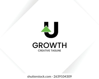 Simple and minimalist monogram letter U growth logo. Initial U with arrow up for invest and finance logo