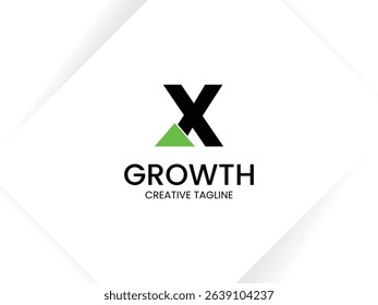 Simple and minimalist monogram letter X growth logo. Initial X with arrow up for invest and finance logo