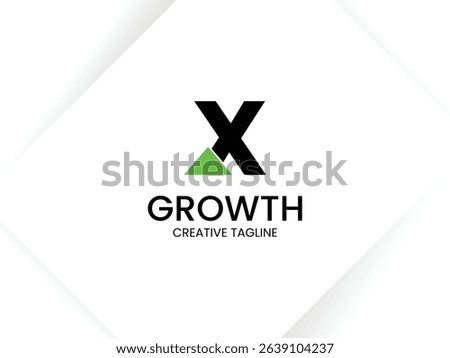 Simple and minimalist monogram letter X growth logo. Initial X with arrow up for invest and finance logo