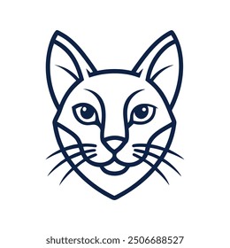 simple Minimalist monoline lineart outline cat head icon logo template vector illustration