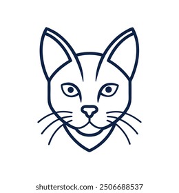 simple Minimalist monoline lineart outline cat head icon logo template vector illustration