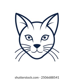simple Minimalist monoline lineart outline cat head icon logo template vector illustration